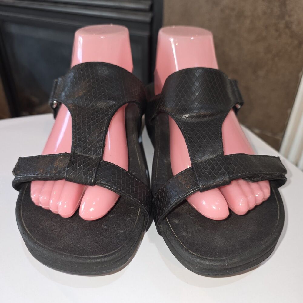 VIONIC ELLIE Sz 9 Black Orthotic Arch Support Walking Platform Boho Logo Sandala - Picture 3 of 11
